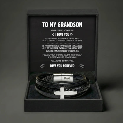 Grandson Guardian Cross Bracelet