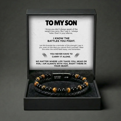 Engraved Tiger Eye Son Bracelet