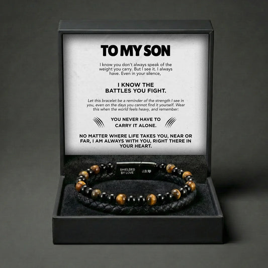 Engraved Tiger Eye Son Bracelet